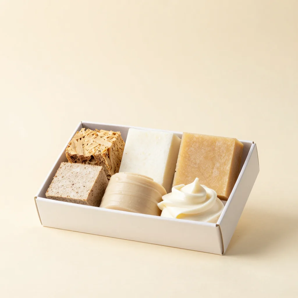 A box of assorted shea products